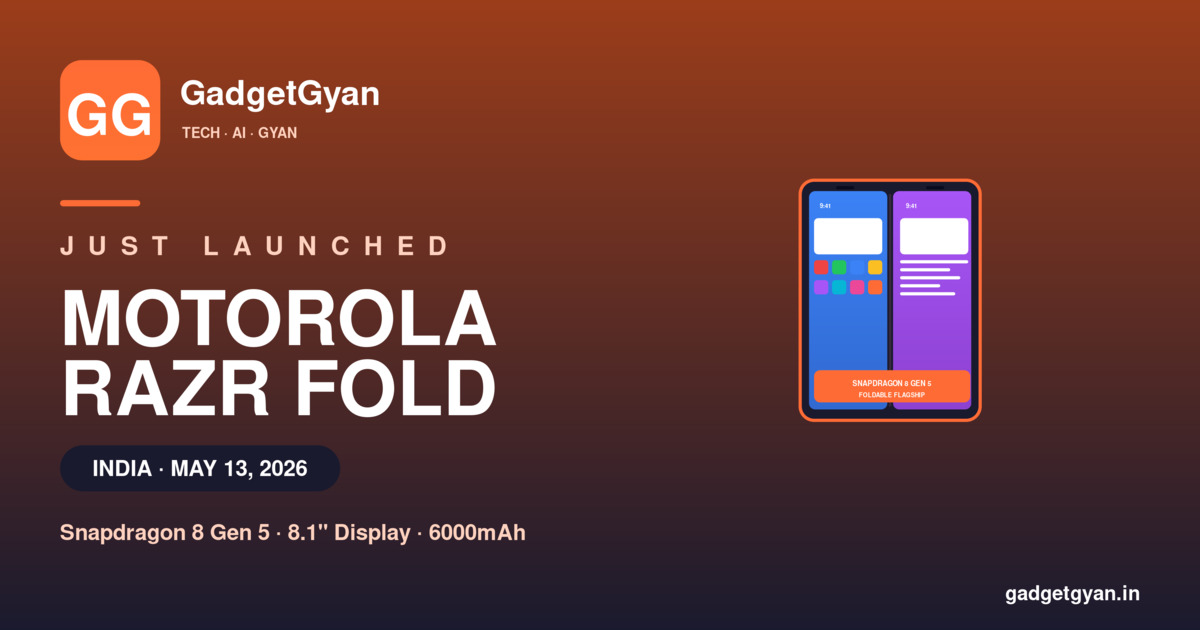 Motorola Razr Fold India launch May 13 2026 — Snapdragon 8 Gen 5 foldable phone with 8.1 inch display and 6000mAh battery