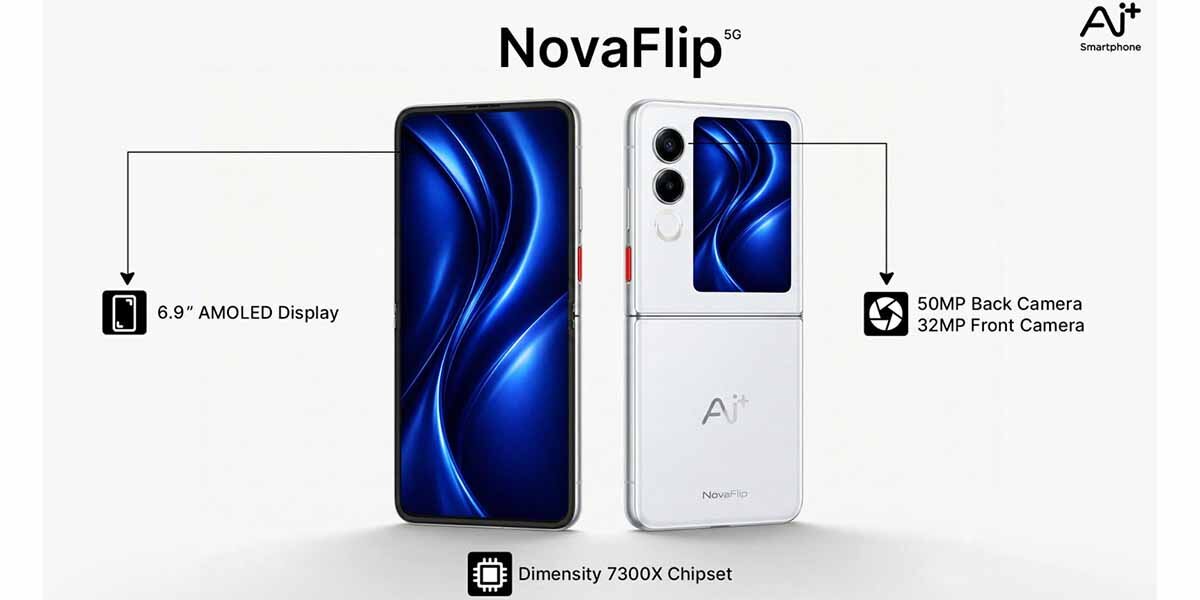 Ai+ NovaFlip 5G India first flip foldable under 30000 with 6.9 inch AMOLED display and Dimensity 7300X