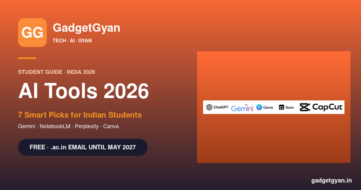 AI tools for Indian students 2026 featuring Gemini Pro NotebookLM Perplexity Canva ChatGPT Otter and Grammarly free tier picks