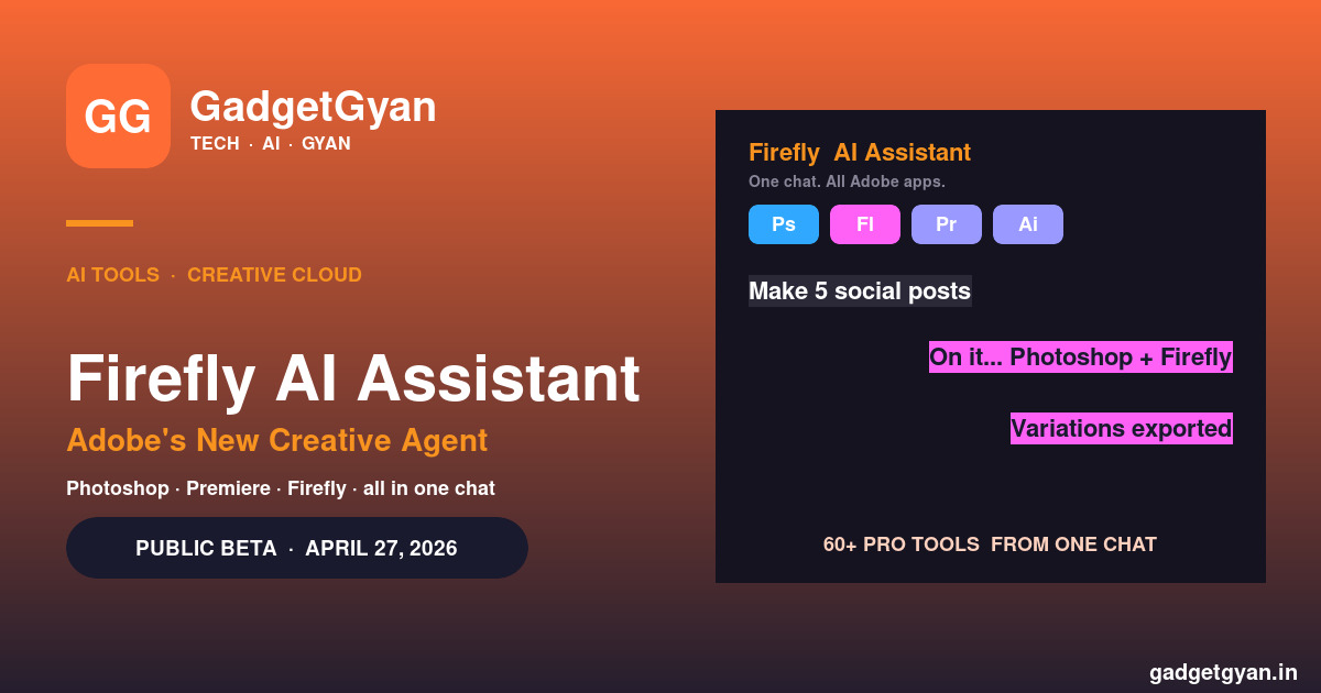 Adobe Firefly AI Assistant — conversational AI agent inside Creative Cloud, public beta April 27, 2026