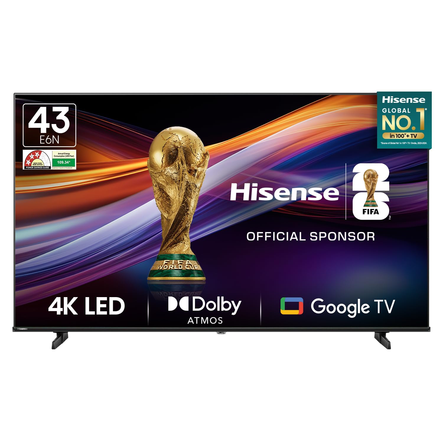 Hisense 43E6N — best smart TV under 25000 with VRR ALLM gaming features and 4K AI Upscaler