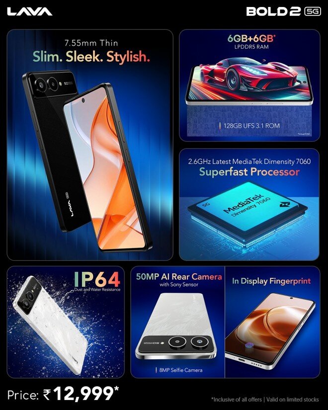 Lava Bold 2 5G — Made in India AMOLED phone with Android 15 and Dimensity 7060
