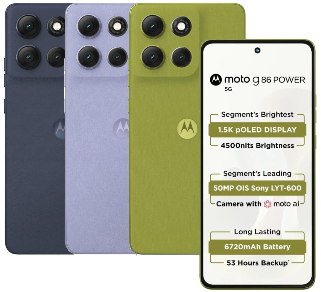 Moto G86 Power 5G — best phones under 20000 with 1.5K pOLED display and IP69 rating