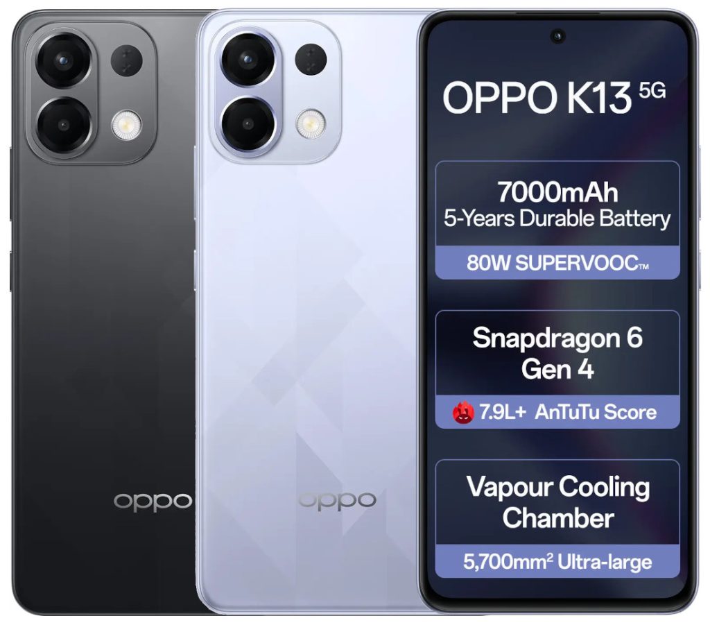 OPPO K13 5G — best phones under 20000 with 80W SuperVOOC charging and 7000mAh battery