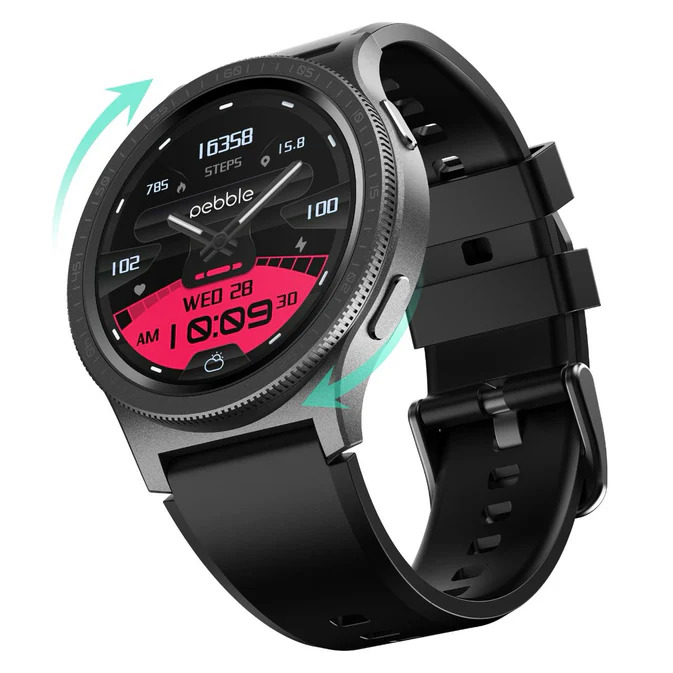 Pebble Revolve Pro — best smartwatches under 3000 with physical rotating bezel Galaxy Watch style under Rs 3000