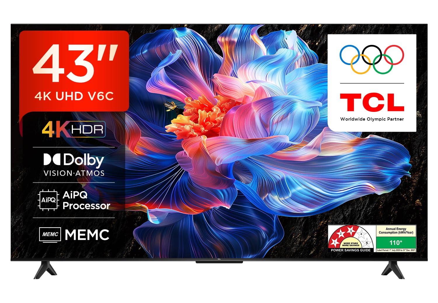 TCL 43V6C — best smart TV under 25000 with Dolby Vision Atmos AiPQ processor and metallic bezel-less design